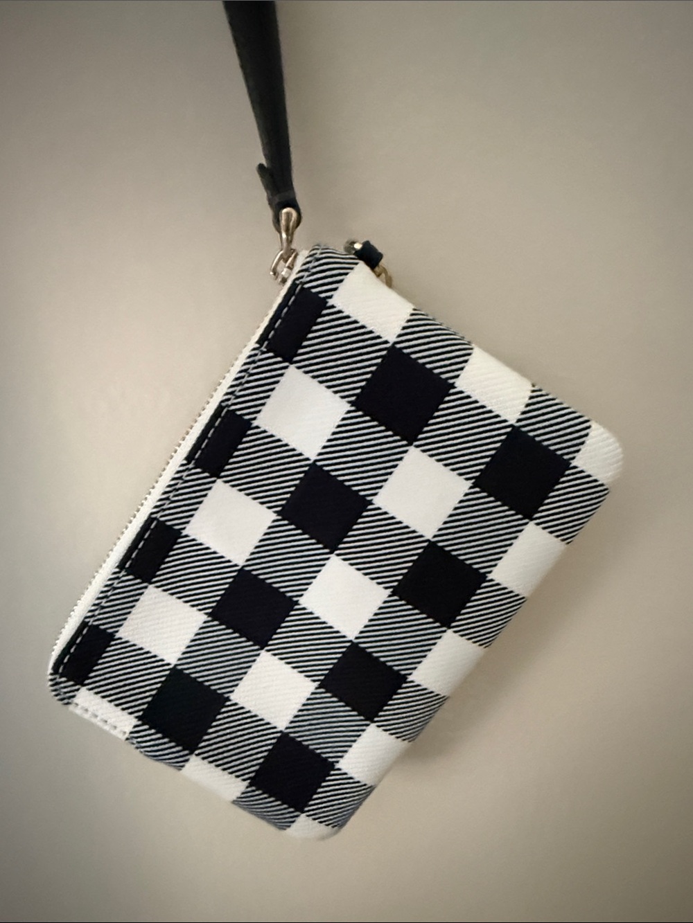 Coach Black and White Check Wristlet with Cherry Charm - Picture 3 of 4